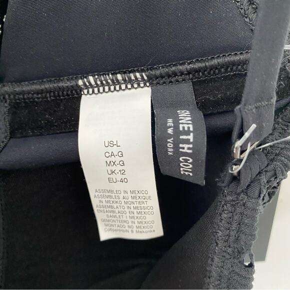 Kenneth Cole Crochet Look Bandeau Black One Piece Strapless Swimsuit NWTs Large - Picture 12 of 12